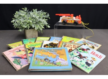 Vintage Children's Books (little Golden) And A Fisher-Price Fire Engine
