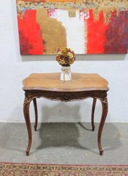 Antique French Style Carved Wood Writing Desk / Side Table  Cabriole Legs