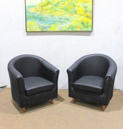 Pair Of Natale Furniture Club Chairs  Modern Gray Upholstered Barrel Chairs-31'h X 29'w