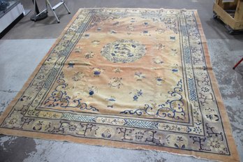 Vintage Chinese Oriental Rug  126 X 94  Handwoven Wool With Dragon Motif
