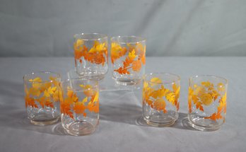 Set Of 6 Vintage Libbey Glass Co. Dandelions Old Fashion Glasses
