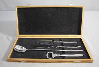 Elegant Cocktail Party Bar Utensils Set In Wooden Case