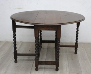 Antique Drop Leaf Gateleg Table With Barley Twist Legs