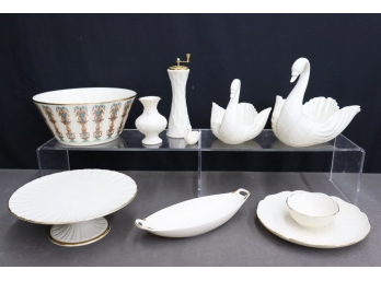 Group Lot Of Lenox Tabletop And Serveware - Gold Edge Accents