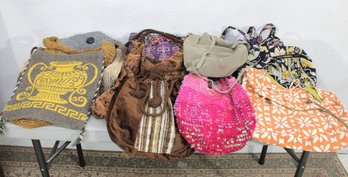 #300-Group Lot Of Assorted Boho & Handmade Style Bags  Totes, Crochet & Fabric Purses