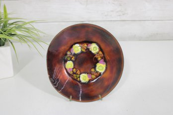 Vintage Rosel Bass Hand-Painted Enamel On Copper Bowl  6 Signed Israel Mid-Century