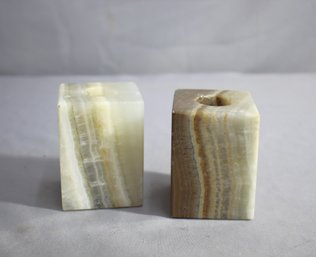 Pair Of Vintage Onyx Candle Holders