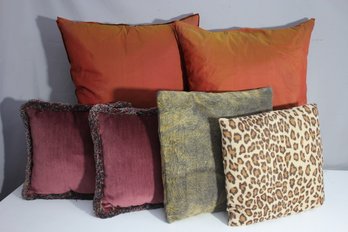 Group Lot Of Assorted Decorative Throw Pillows - Vibrant And Textured Designs