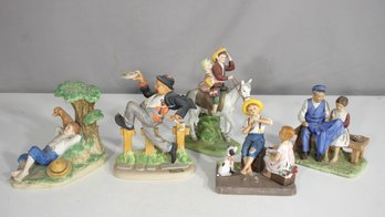 Lot Of 5 Norman Rockwell Porcelain Figurines  Collectors Edition  Vintage Americana