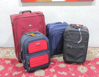 Lot Of 4 Rolling Suitcases / Travel Luggage  Mixed Sizes & Brands