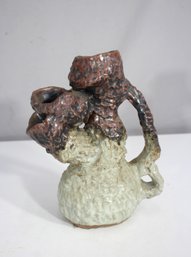 Vintage Brutalist Studio Pottery Sculptural Vase  Abstract Lava Texture  10H Handcrafted Art Pottery