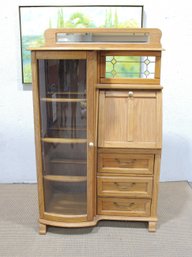 Keepsake   Lighted Curio Cabinet & Secretary Desk  Leaded Glass  66.5'H X 42.5'W