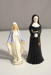 Two Figures-Nun And Our Lady Of Grace