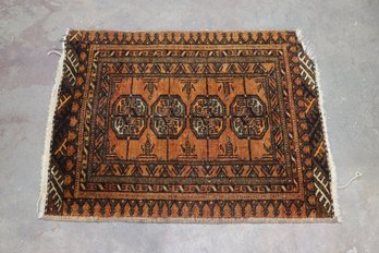 Vintage Handwoven Wool Rug  Tribal Geometric Pattern  19.5' X 26'