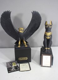 Pair Of Egyptian Revival Statues  Guardian Of The Nile & Falcon Of The Nile  16 & 19