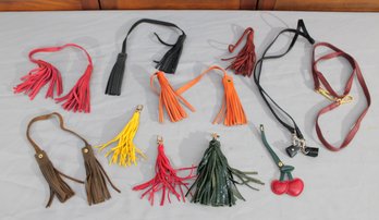 #304-Group Lot Of Bag Tassels & Charms  Leather Fringe Bag Accessories