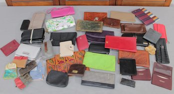 #305-Large Group Lot Of Wallets & Small Leather Goods  Clutches, Card Holders & Coin Purses