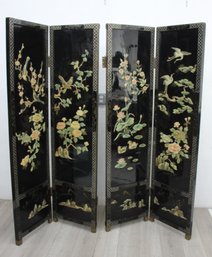 Exquisite Chinese Four-Panel Folding Lacquer Screen