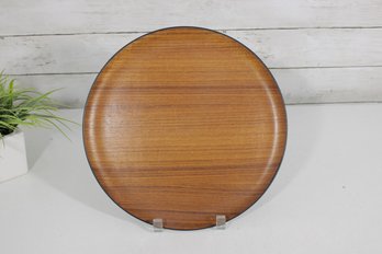 Vintage 12 Molded Teak Bentwood Serving Tray  Mid-Century Modern Round Platter