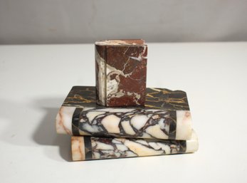 Three Marble Form Books -paperweight