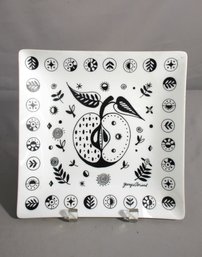 Vintage Georges Briard Milk Glass Appetizer Plate With Apple Design