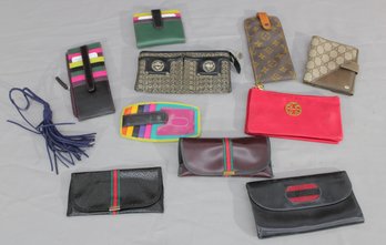 #307-Designer & Vintage Style Wallet Lot  12 Pieces  Colorful, Leather & Logo Wallets
