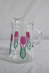 Vintage Bartlett Collins Pitcher Fuchsia Pink Tulips Signed Pokee