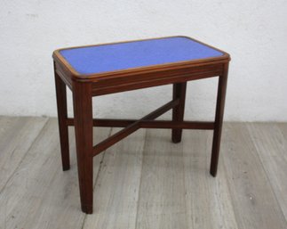 Art Deco Mid-Century Vintage Blue Mirror Accent Table