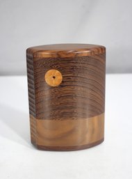 Modernist Handmade Mixed Wood Carved Salt & Pepper Shaker Signed D French