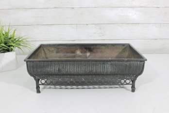 Vintage Chinese Bronze Planter / Jardinire W/ Mark  Decorative Footed Metal Planter 15'