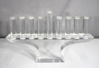 Modern Clear Acrylic Lucite Menorah  11' H X 18' W  Contemporary Hanukkah Candelabra