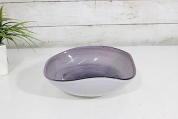 Shades Of Sparkle Hand Blown Purple Art Glass Bowl  7.5' Decorative Centerpiece