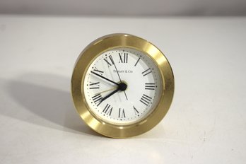 Vintage Tiffany & Co. Brass Desk Clock  3H  Roman Numerals