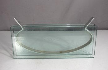 Kaiser Newman Modernist Green Glass & Chrome Vase Sculpture  7' H X 14' W  Contemporary Art Glass