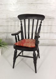 Vintage Miniature Wooden Armchair With Red Floral Cushion  16.5'H X 9.5'W X 7.5'D
