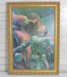 Romantic Medieval Scene Art Print  Knight & Maiden Figural Artwork  Framed Decorative Print  32 X 22.5