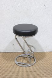 Modern Swivel Bar Stool  Chrome Base With Black Padded Seat  25.5'H X 15.5' Round