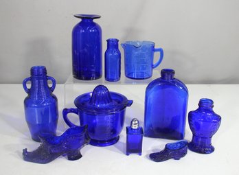 Assorted Lot Of Cobalt Blue Glassware - Vintage & Collectible Pieces