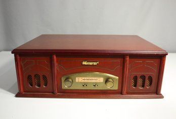 Memorex Turntable And AM/FM Radio In Cherry Wood Finish-working