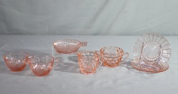 Group Lot Of Vintage Cranberry Pink Depression Glass