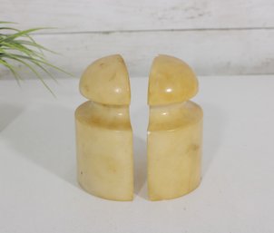 Mid-Century Italian Alabaster Bookends  Made In Italy Stone Bookends 5'  As Is