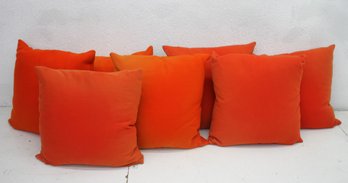 Set Of 7 Vibrant Orange Throw Pillows - 22' X 22'