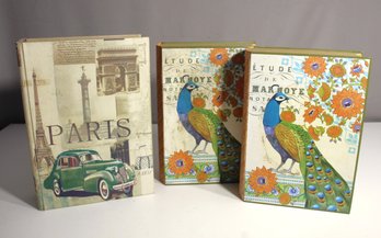 Vintage Decorative Book-Style Storage Boxes - Paris And Peacock Design