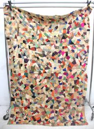 86' X 56.5' Antique Crazy Quilt - Handmade Patchwork Blanket