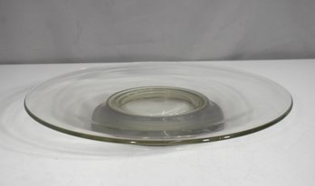 Vintage 14.5 Round Glass Cake Plate With Silver-Plated Base  Elegant Serving Display