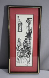 Limited Edition Urban Cityscape Ink Drawing Print By Friedman - 1/64