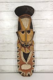 Vintage Hand-Carved Ancestral Face Totem Mask  Papua New Guinea  29'H