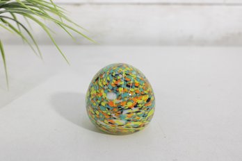Vintage Murano Italy Art Glass Paperweight  Multicolor Spatter / Confetti Design  2.5'