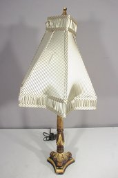 Vintage 29 Table Lamp With Ornate Base & Unique Star-Shaped Fabric Shade