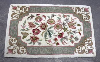 Vintage Kingsley House 22 X 36 Hand-Hooked Wool Rug  Floral Aubusson Style